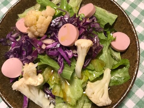 魚ニソと紫キャベツ、カリフラワーのサラダ